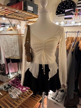 Bershka créame ruched knit top